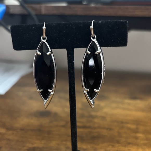 Kendra Scott Black and Silver Marquise Earrings - Picture 1 of 3